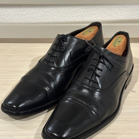 To‎ Boot New York "Brandon" Cap Toe Oxford Men's 11 Black Leather GUC ITALY - Picture 2 of 5